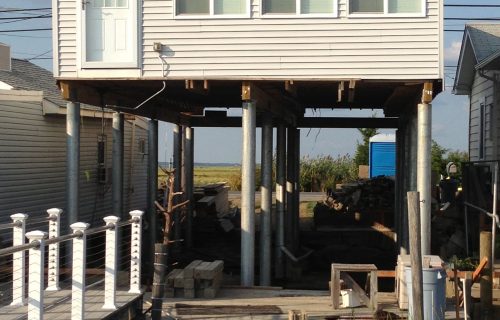 Stone Harbor, New Jersey home lifted with helical piles