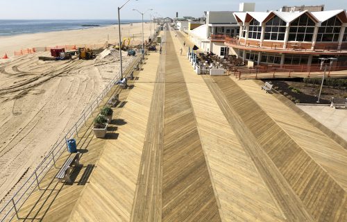 Helical piles for boardwalks and walkways.