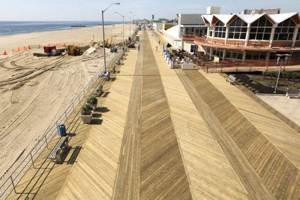 Helical piles for boardwalks and walkways.